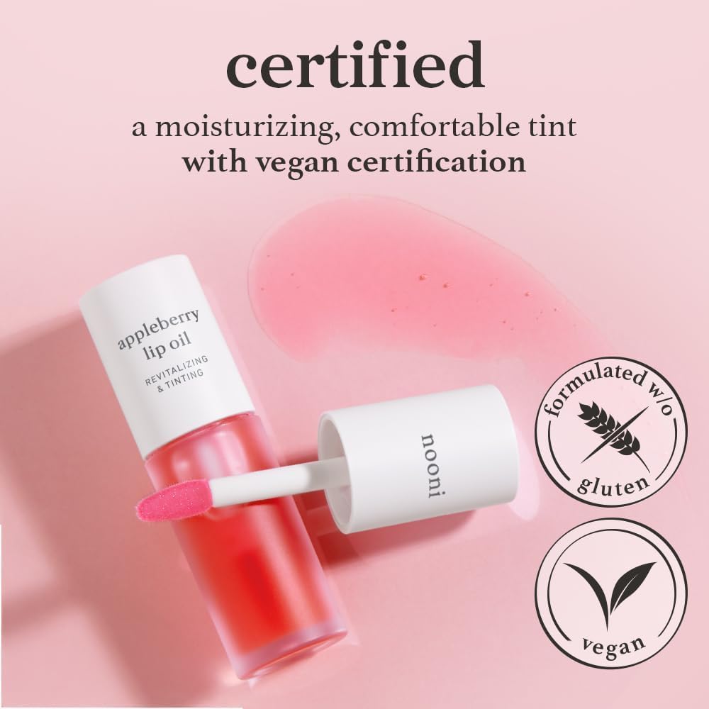 NOONI Korean Lip Oil in Appleberry - Hydrating, Plumping, and Long-Lasting Lip Care for a Youthful Glow