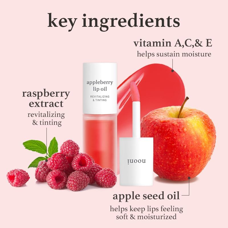 NOONI Korean Lip Oil in Appleberry - Hydrating, Plumping, and Long-Lasting Lip Care for a Youthful Glow