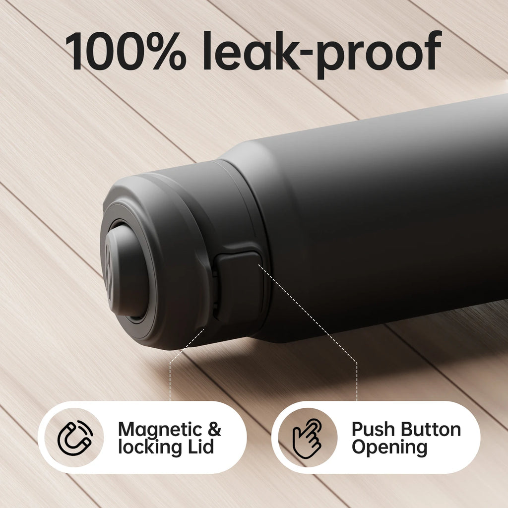 Magnetic Sports Water Bottle: Insulated Stainless Steel Thermos with Phone Holder and Large Capacity