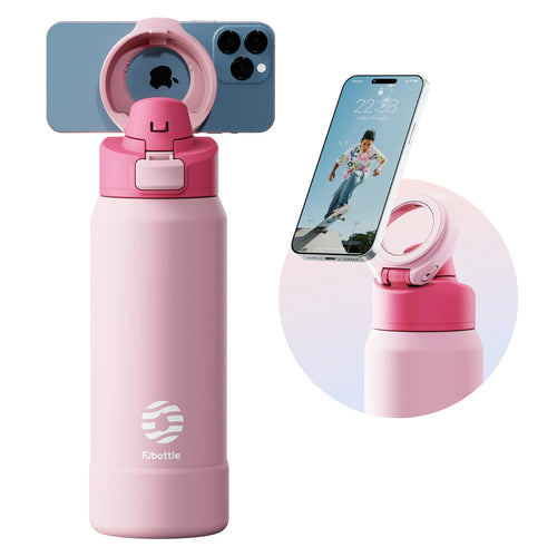 Magnetic Sports Water Bottle: Insulated Stainless Steel Thermos with Phone Holder and Large Capacity