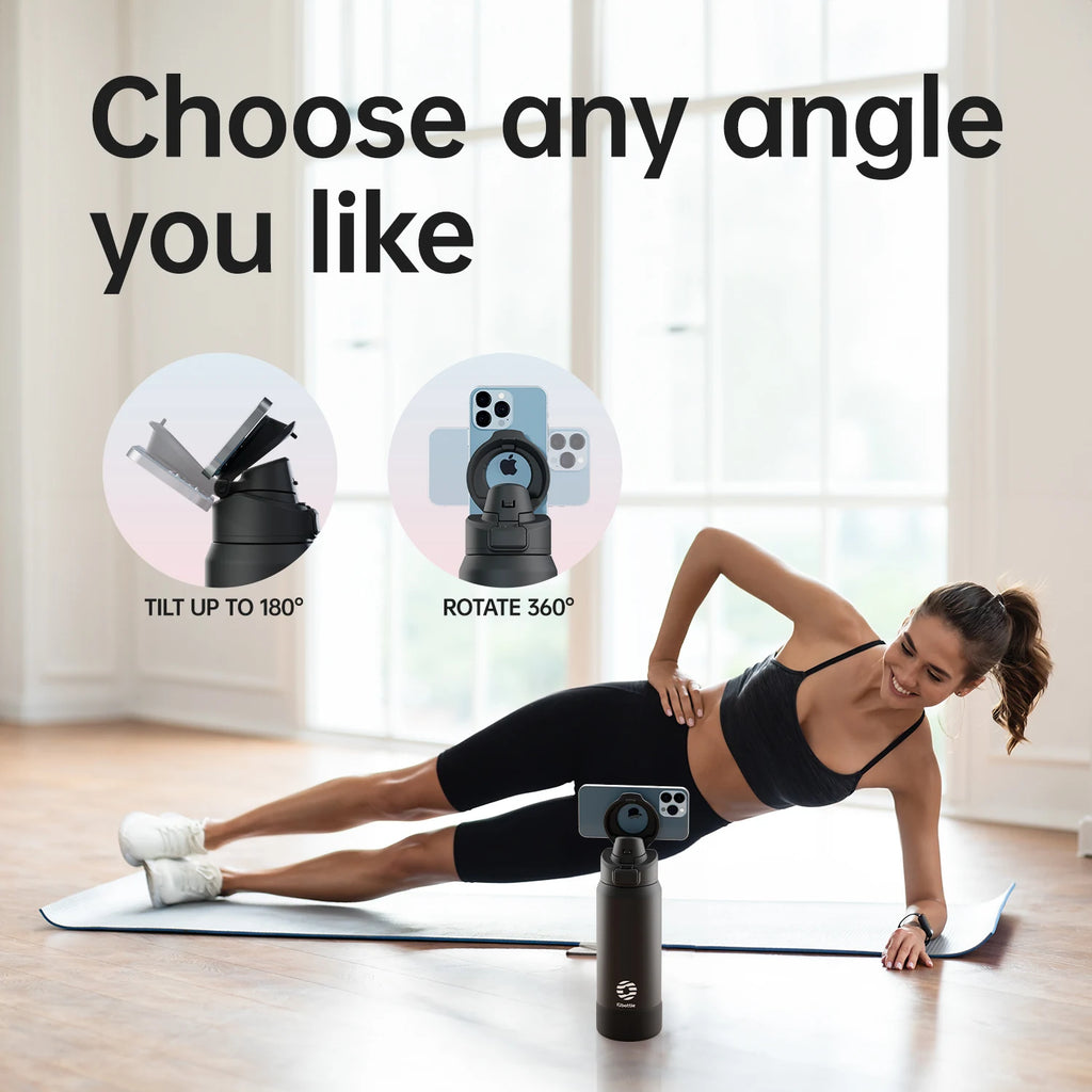 Magnetic Sports Water Bottle: Insulated Stainless Steel Thermos with Phone Holder and Large Capacity