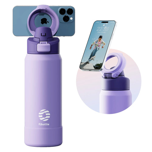 Magnetic Sports Water Bottle: Insulated Stainless Steel Thermos with Phone Holder and Large Capacity